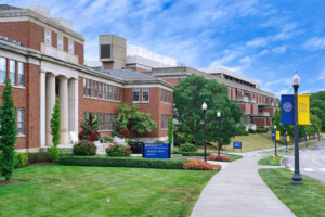 a walkway leading to a building